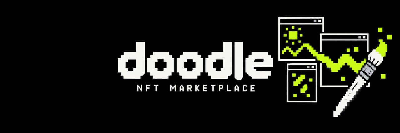Pixel-art marketplace artwork in HAVEN's black, white, and acid-green palette